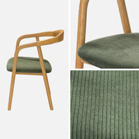 Set di 2 sedie vintage in legno di hevea e velluto a coste, marrone