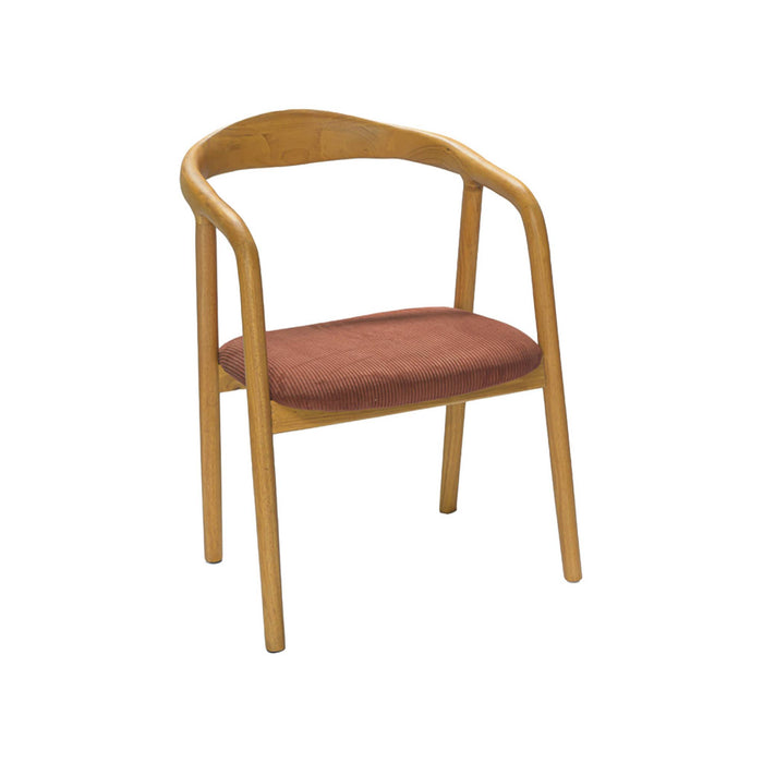 Set di 2 sedie vintage in legno di hevea e velluto a coste, marrone