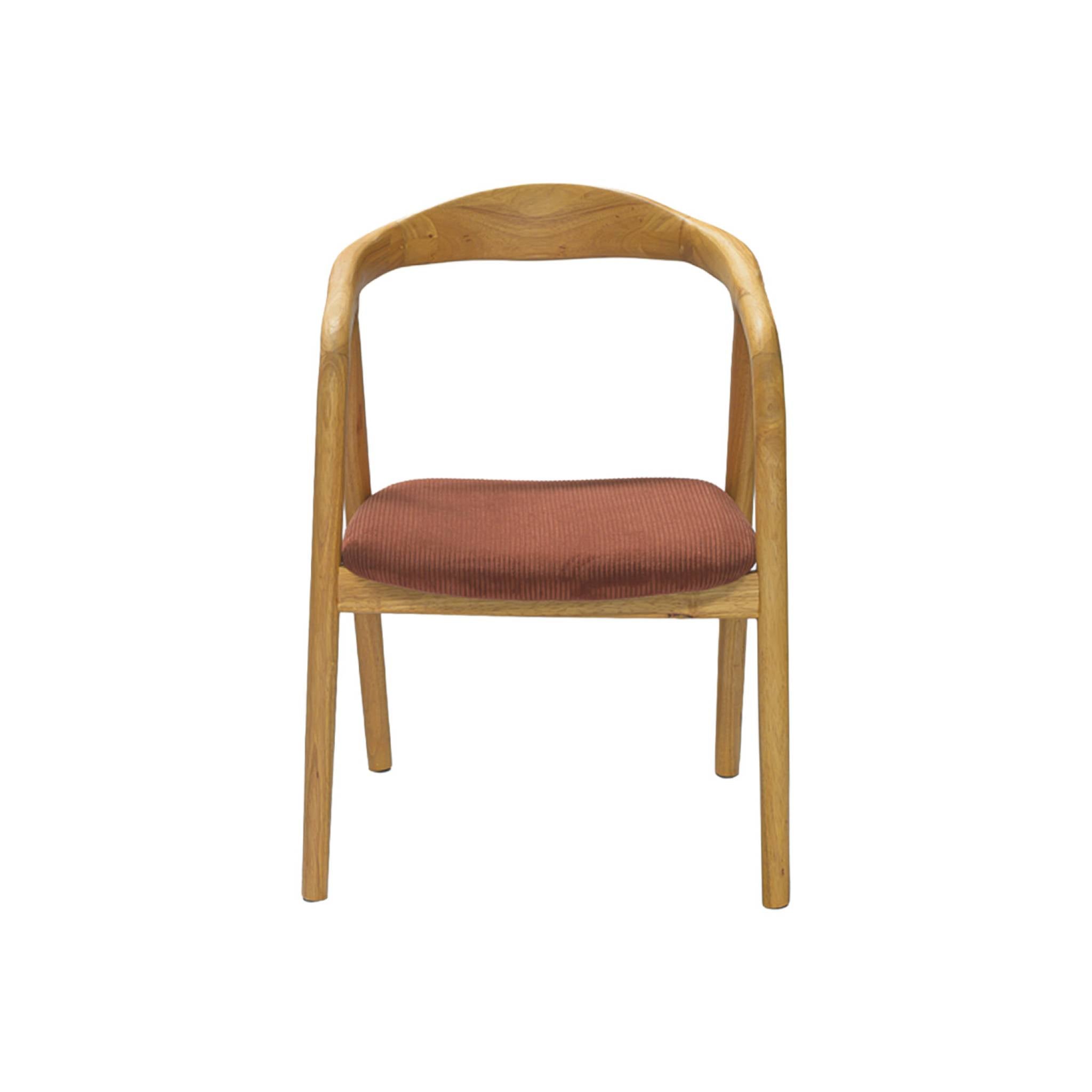 Set di 2 sedie vintage in legno di hevea e velluto a coste, marrone