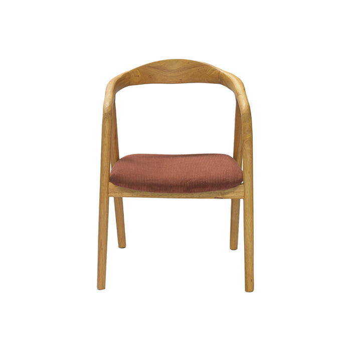 Set di 2 sedie vintage in legno di hevea e velluto a coste, marrone