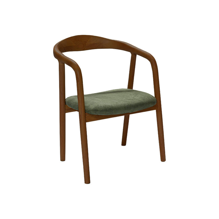 Set di 2 sedie vintage in legno di hevea tinto noce e velluto a coste,