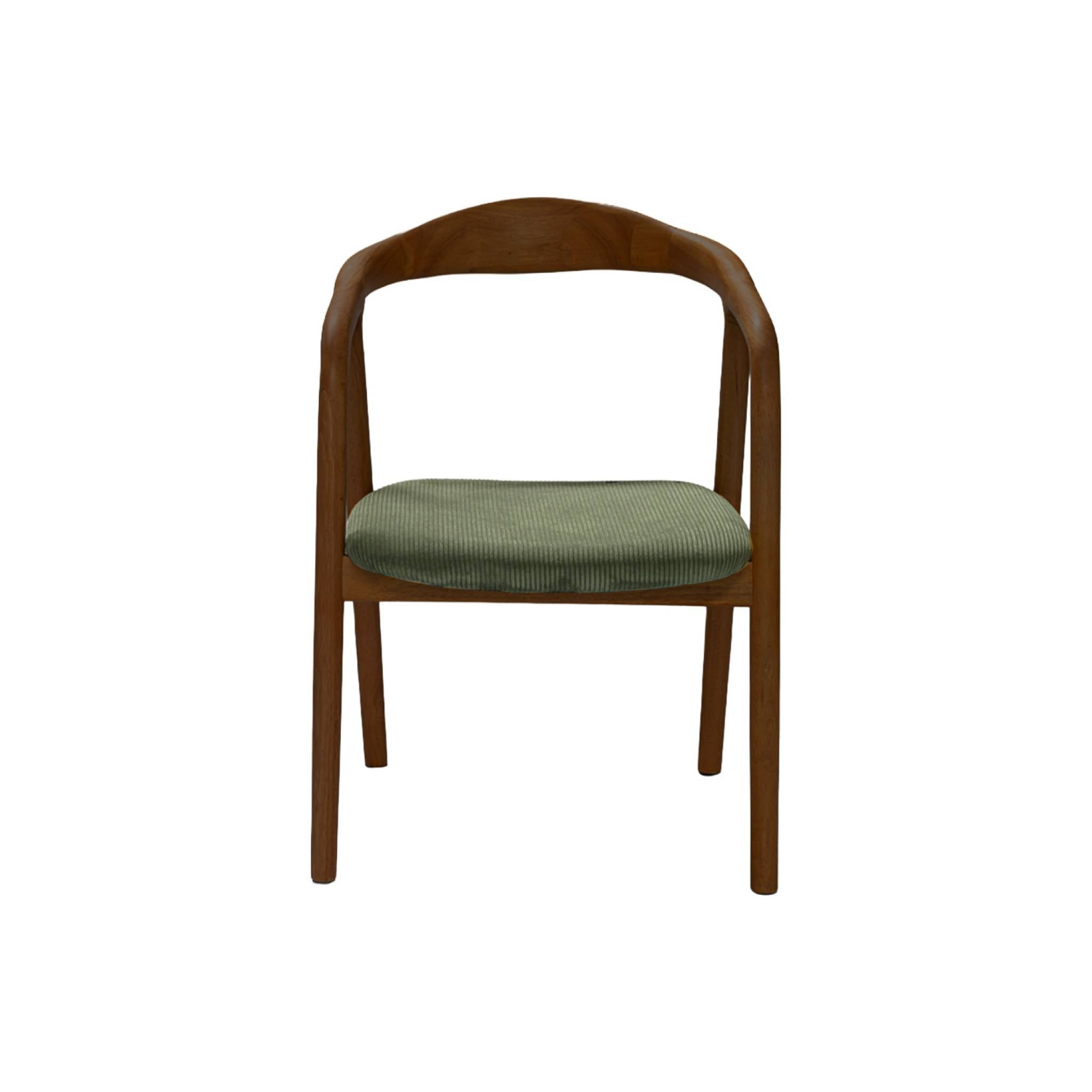 Set di 2 sedie vintage in legno di hevea tinto noce e velluto a coste,