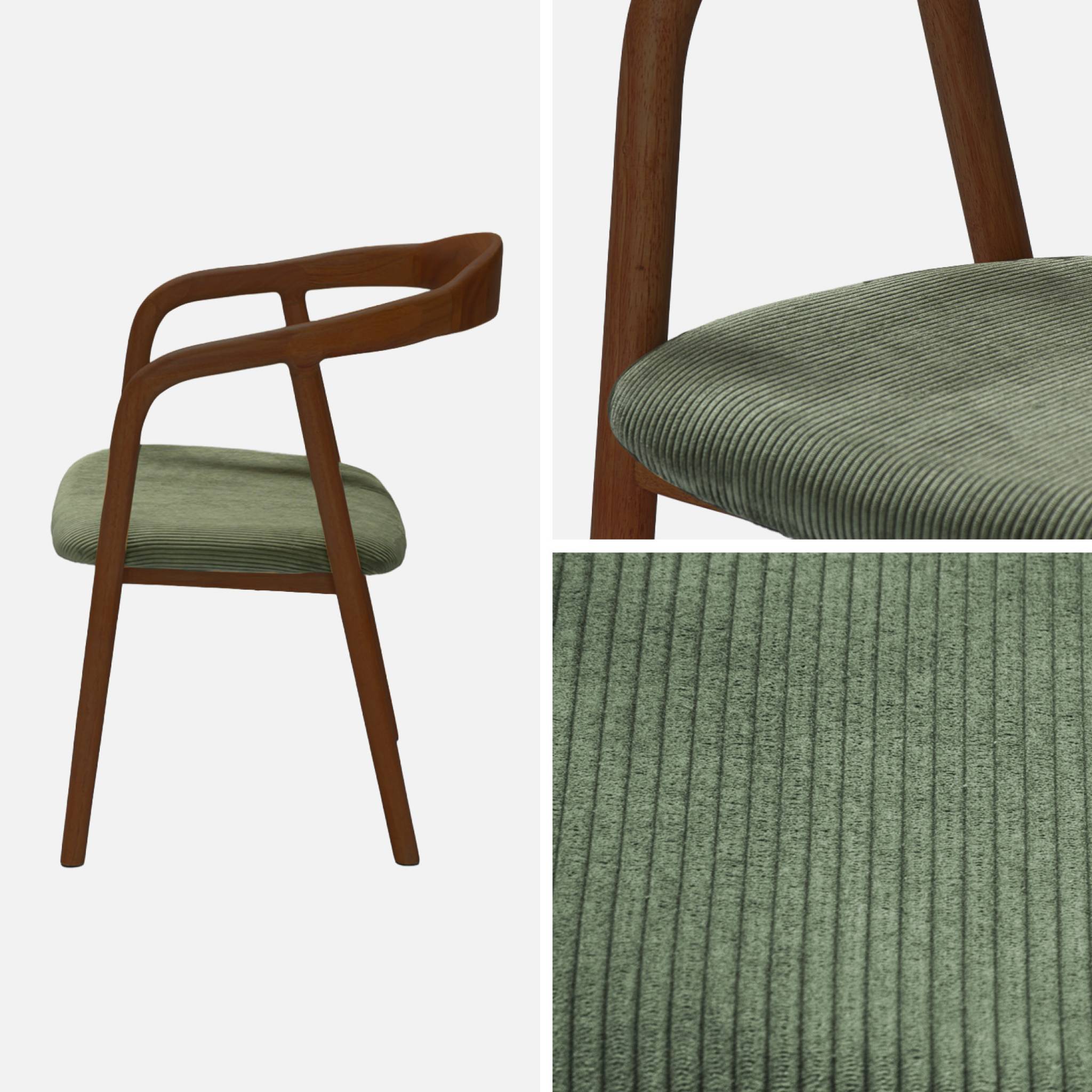 Set di 2 sedie vintage in legno di hevea tinto noce e velluto a coste,