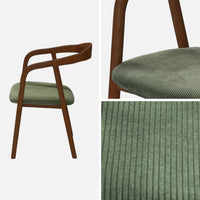 Set di 2 sedie vintage in legno di hevea tinto noce e velluto a coste,