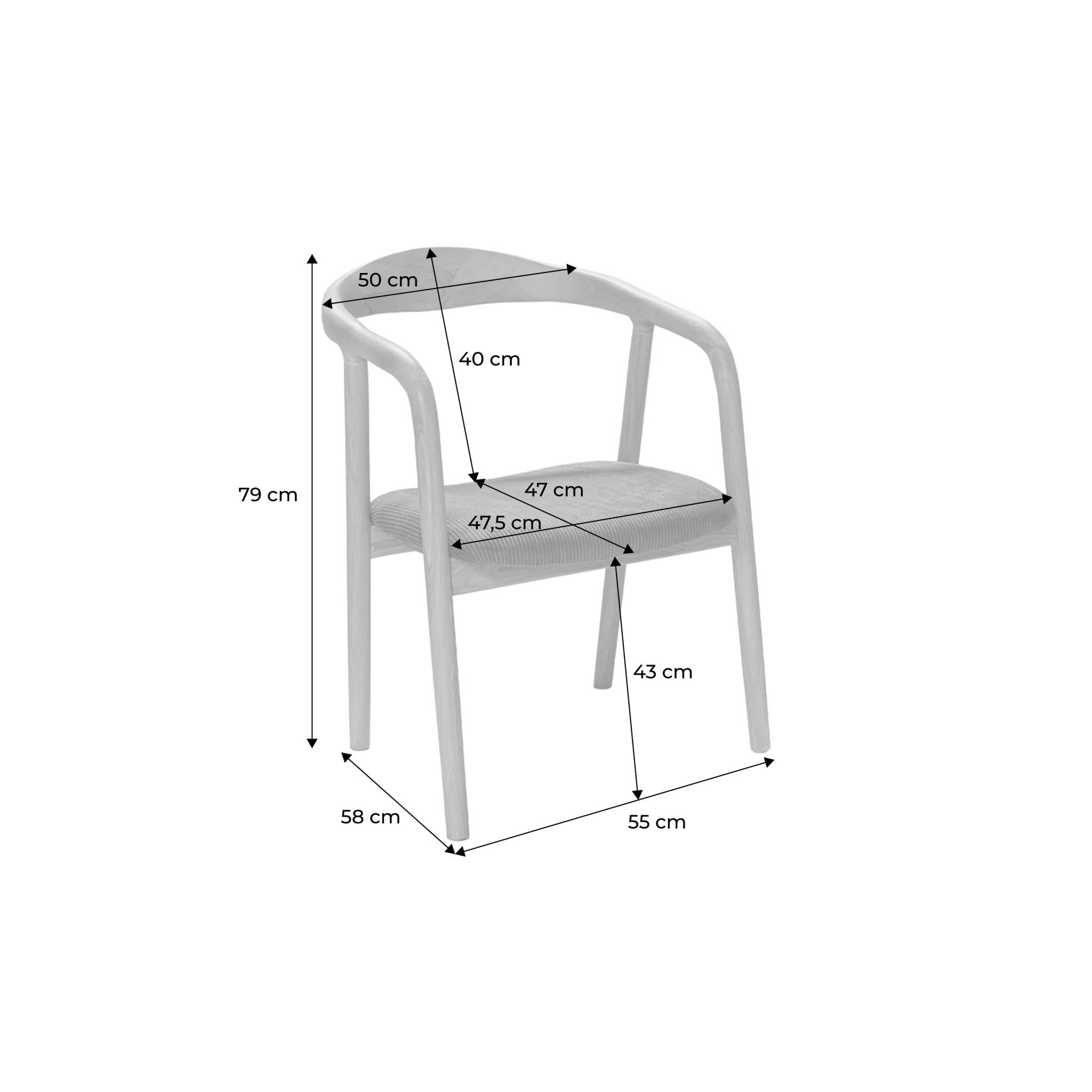Set di 2 sedie vintage in legno di hevea tinto noce e velluto a coste,
