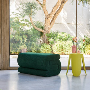 Panca design rivestimento bouclé 1-2 posti, verde