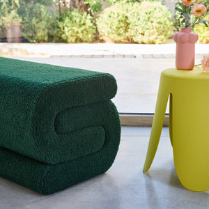 Panca design rivestimento bouclé 1-2 posti, verde