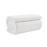 Panca design rivestimento bouclé 1-2 posti, crema