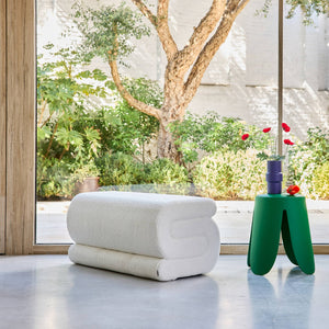 Panca design rivestimento bouclé 1-2 posti, crema