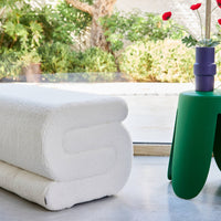 Panca design rivestimento bouclé 1-2 posti, crema