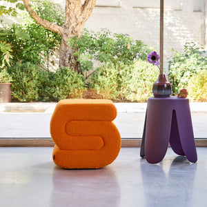 Panchina design rivestimento bouclé 1 posto, arancione