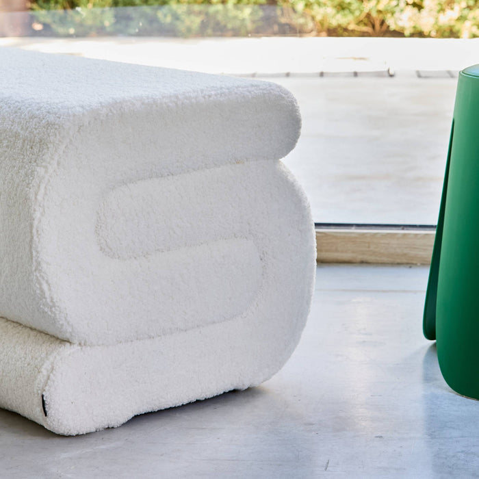 Panchina design rivestimento bouclé 1 posto, crema