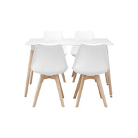 Set tavolo e 4 sedie da pranzo scandinavo con gambe in legno,