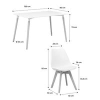 Set tavolo e 4 sedie da pranzo scandinavo con gambe in legno,