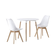 Set da pranzo tondo e 2 sedie, 80cm , bianco
