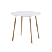Tavolo da pranzo rotondo scandinavo in legno 2 posti, bianco