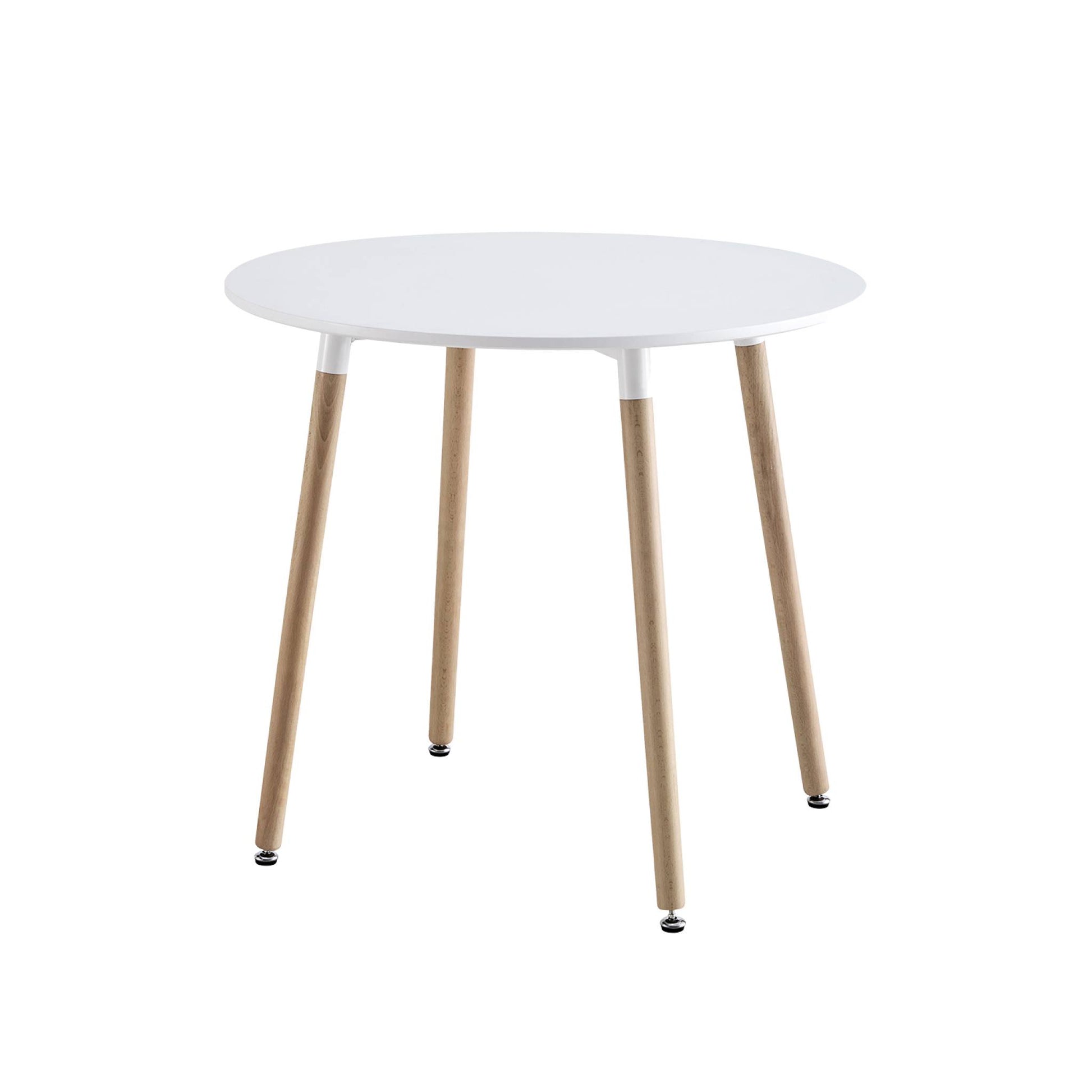 Tavolo da pranzo rotondo scandinavo in legno 2 posti, bianco
