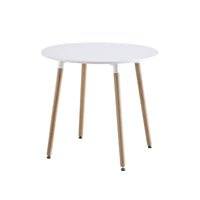 Tavolo da pranzo rotondo scandinavo in legno 2 posti, bianco