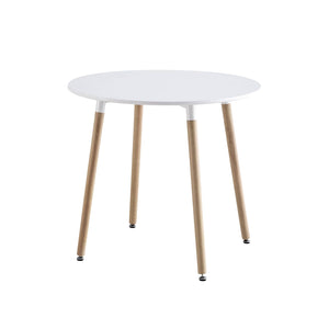 Tavolo da pranzo rotondo scandinavo in legno 2 posti, bianco