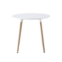 Tavolo da pranzo rotondo scandinavo in legno 2 posti, bianco