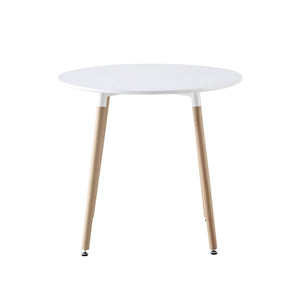 Tavolo da pranzo rotondo scandinavo in legno 2 posti, bianco