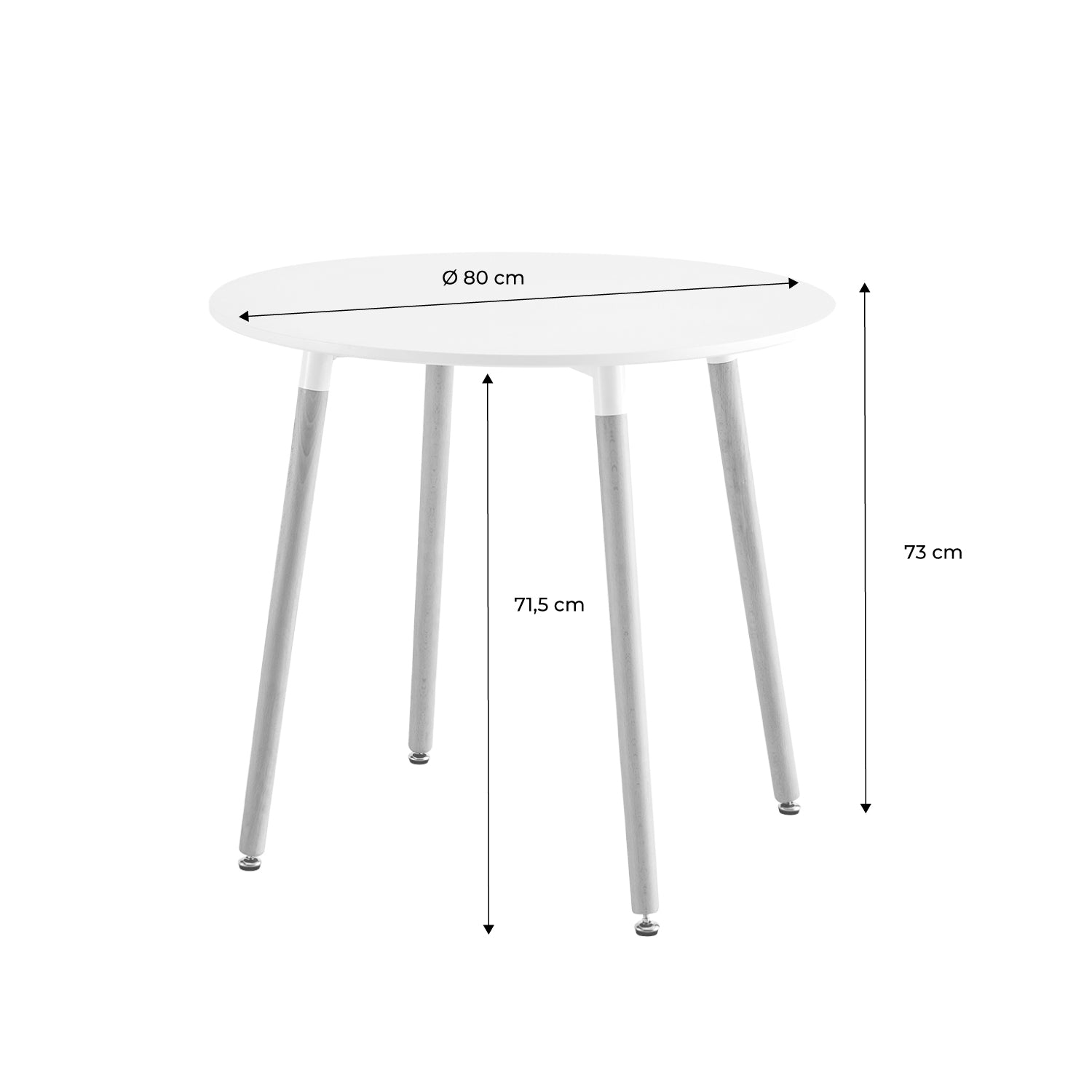 Tavolo da pranzo rotondo scandinavo in legno 2 posti, bianco