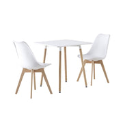 Set da pranzo composto da tavolo quadrato e 2 sedie, 70cm, bianco