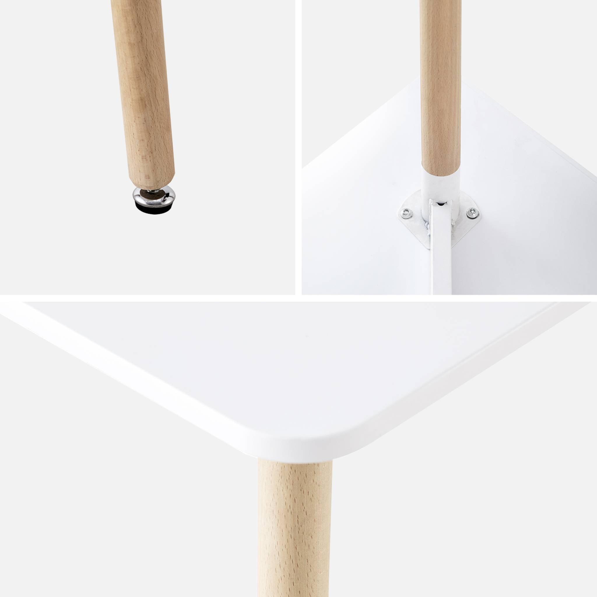 Tavolo da pranzo quadrato scandinavo in legno 2 posti, bianco