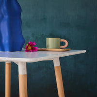 Tavolo da pranzo quadrato scandinavo in legno 2 posti, bianco