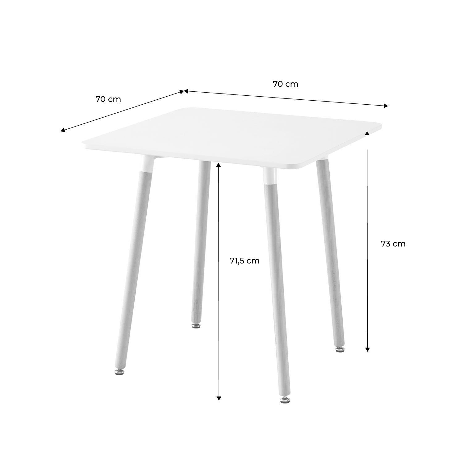 Tavolo da pranzo quadrato scandinavo in legno 2 posti, bianco