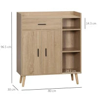 Credenza Moderna Multiuso con Armadietto e Cassetto in Legno 80x30x96.5cm