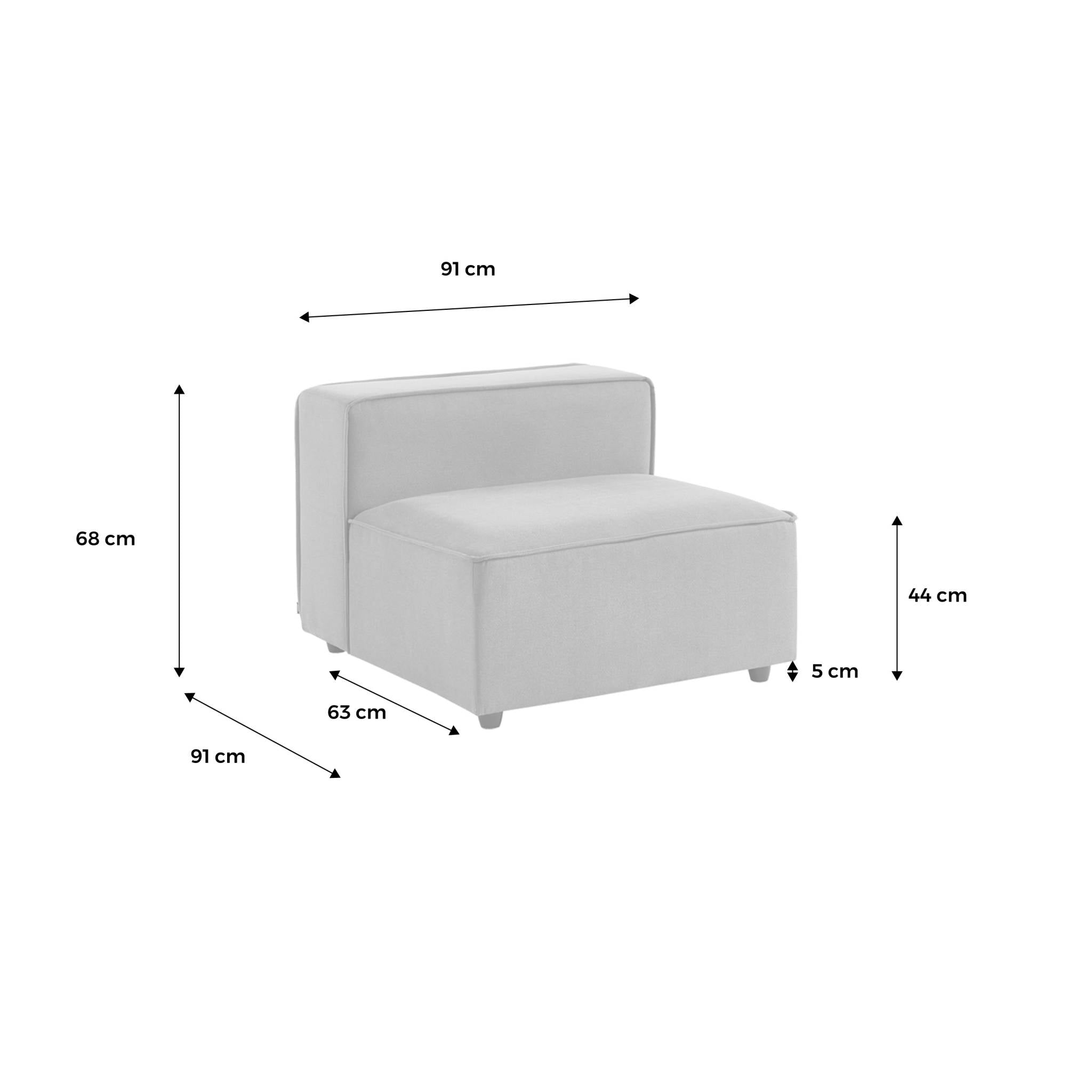 Poltrona con seduta in tessuto idrorepellente, modulo per divano