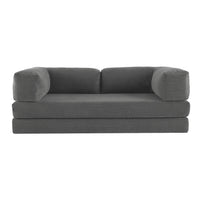 Divano letto futon in velluto a coste e struttura cromata, 3 posti,