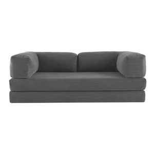 Divano letto futon in velluto a coste e struttura cromata, 3 posti,