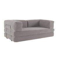 Divano letto futon in velluto a coste e struttura cromata, 3 posti,