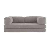 Divano letto futon in velluto a coste e struttura cromata, 3 posti,