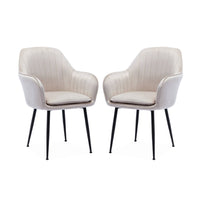 Set di 2 poltrone in velluto con gambe in metallo, bianco sporco