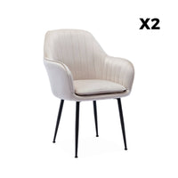 Set di 2 poltrone in velluto con gambe in metallo, bianco sporco