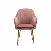 Poltrona in velluto con gambe in metallo, rosa antico