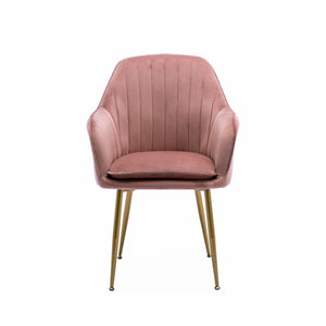 Poltrona in velluto con gambe in metallo, rosa antico