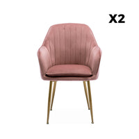 Set di 2 poltrone in velluto con gambe in metallo, rosa antico