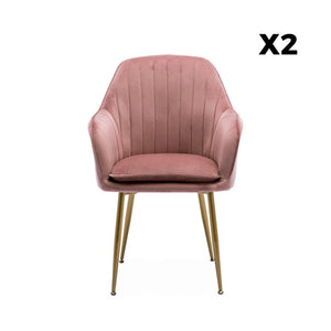 Set di 2 poltrone in velluto con gambe in metallo, rosa antico