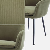 Set di 2 poltrone in velluto a coste con gambe in metallo nero opaco,