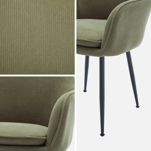 Set di 2 poltrone in velluto a coste con gambe in metallo nero opaco,