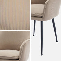 Set di 2 poltrone in velluto a coste con gambe in metallo nero opaco,