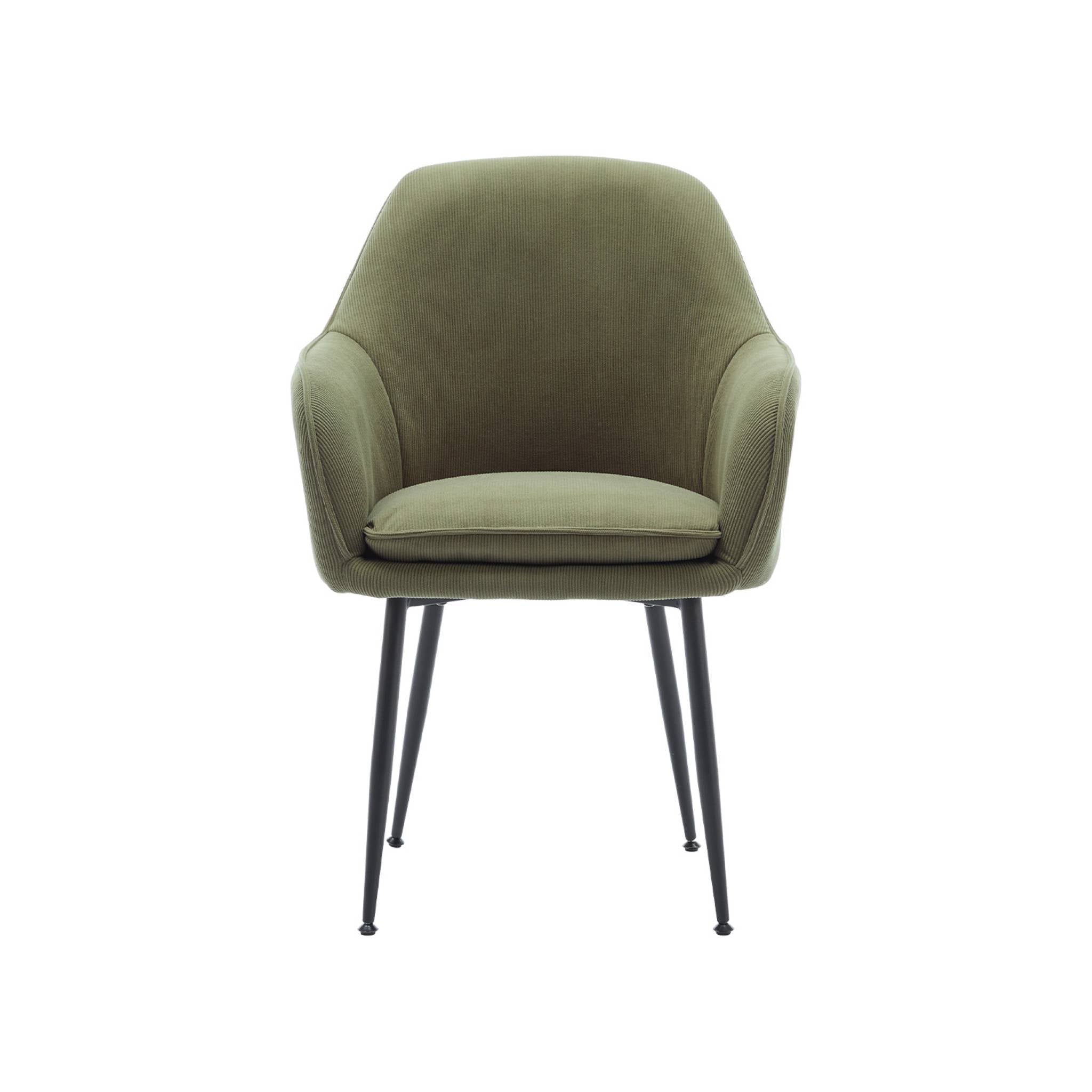 Set di 4 poltrone in velluto a coste con gambe in metallo nero opaco,