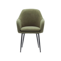 Set di 4 poltrone in velluto a coste con gambe in metallo nero opaco,