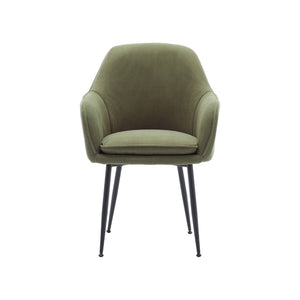 Set di 4 poltrone in velluto a coste con gambe in metallo nero opaco,