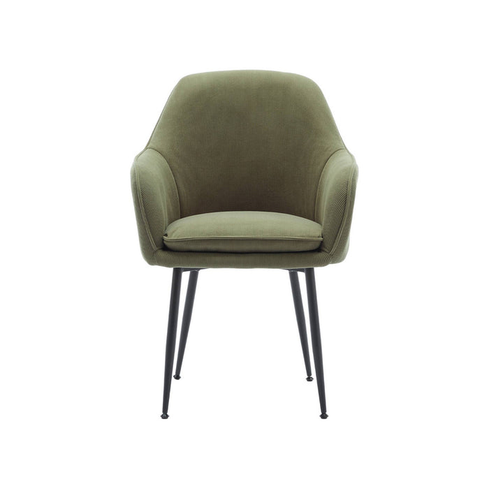 Set di 4 poltrone in velluto a coste con gambe in metallo nero opaco,