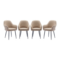 Set di 4 poltrone in velluto a coste con gambe in metallo nero opaco,